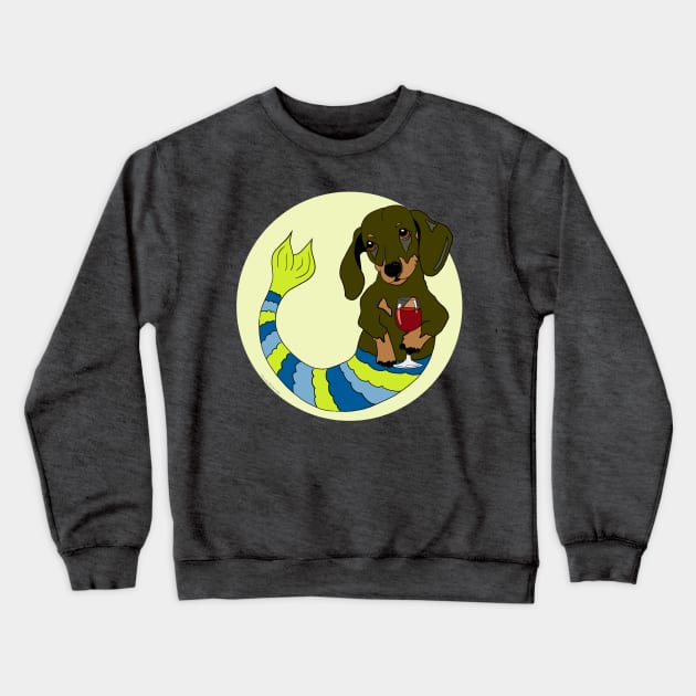 Truman the Dachshund Mermutt Crewneck Sweatshirt by abrushwithhumor